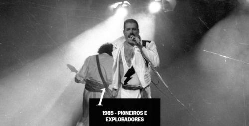Freddie Mercury comandou o Queen no Rock in Rio, em 1985 - Agência O Globo